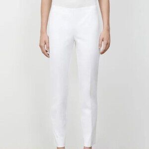 Lafayette 148 Lexington Slim Straight Crop Tapered Stretch White Pant Trouser